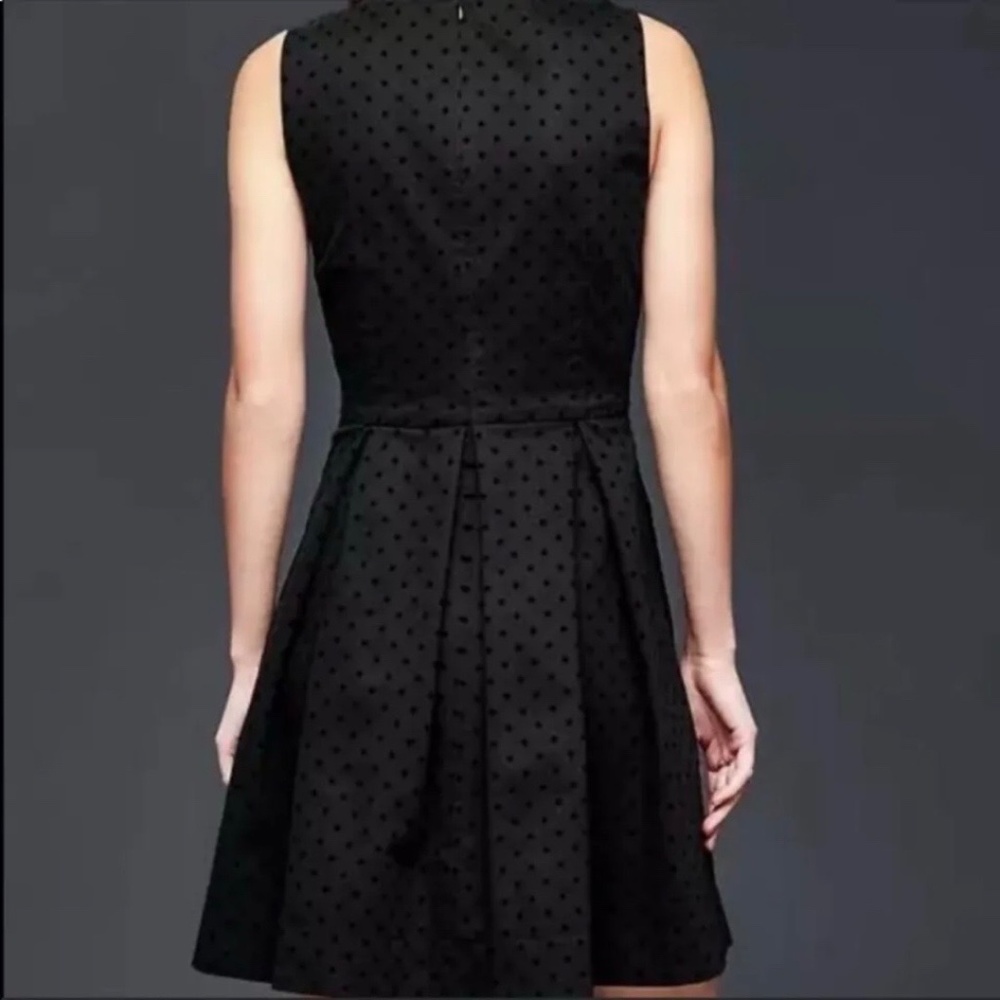 EUC Gap Black Fit & Flare Dress with Raised Velvet Polka Dots - Picture 7 of 8
